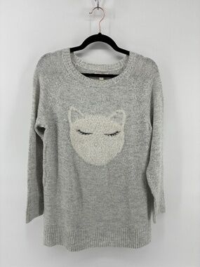 MASSIVE $10 SALE Lauren Conrad Cozy Gray Cat Face Sweater